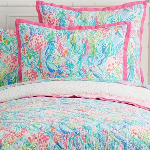 Lilly Pulitzer Pottery Barn Mermaid's Cove Full Sheet Set AND 1 MATCHING SHAM!! - Picture 10 of 15